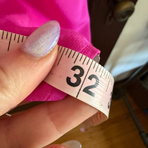 RORY BECA | PInk / Fuschia Silk V Neck Long Sleeve Shift Mini Dress | Small - Picture 8 of 8